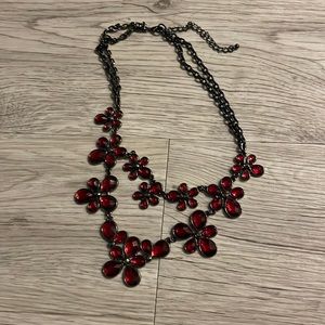 Red flower necklace